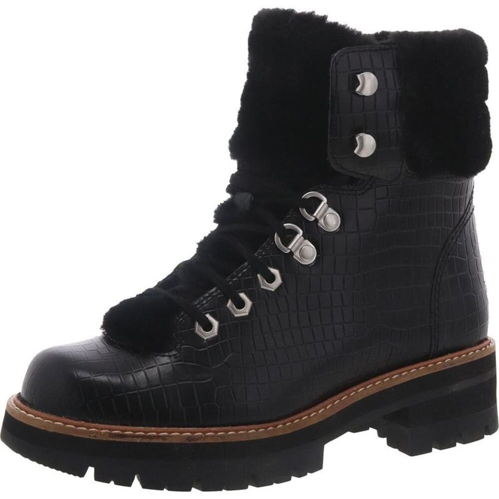 Clarks Black Croc-Embossed Winter Boots